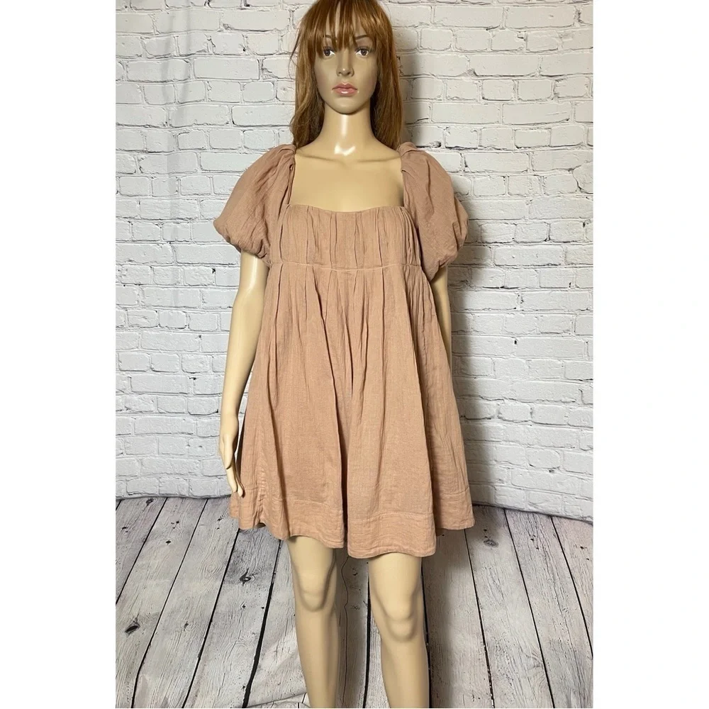 NWT New Free People Marina Mini Light Brown Cotton Dress Size XS